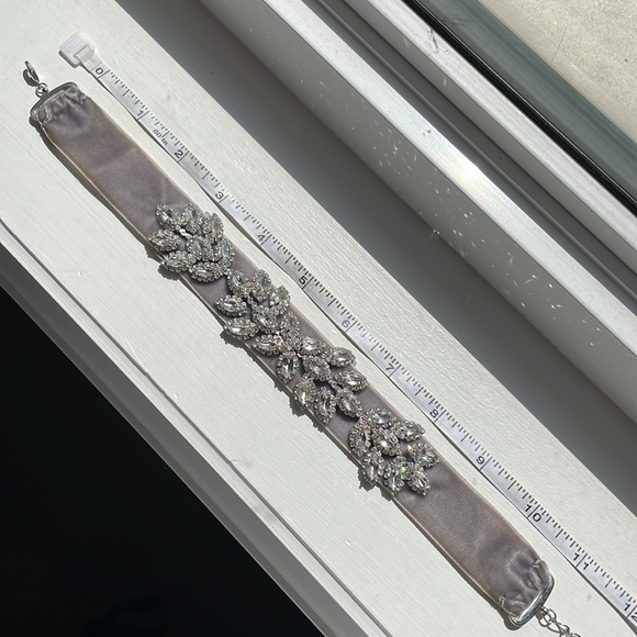 Nordstrom Grey Velvet Crystal Embellished Choker - Picture 5 of 5